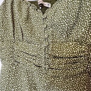 Abercrombie & Fitch Strappy Mini Dress Olive, Patterned w Pockets! Size PM Lined
